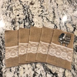 Burlap set of 5 place setting utensil holder